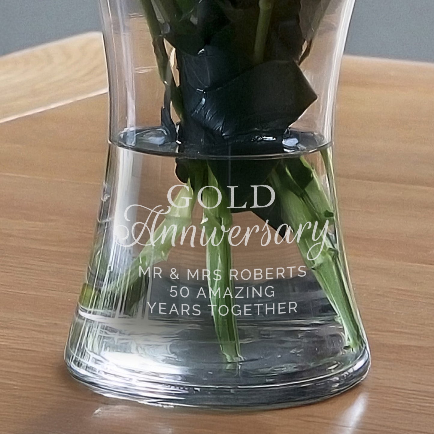 Personalised 'Gold Anniversary' Glass Vase
