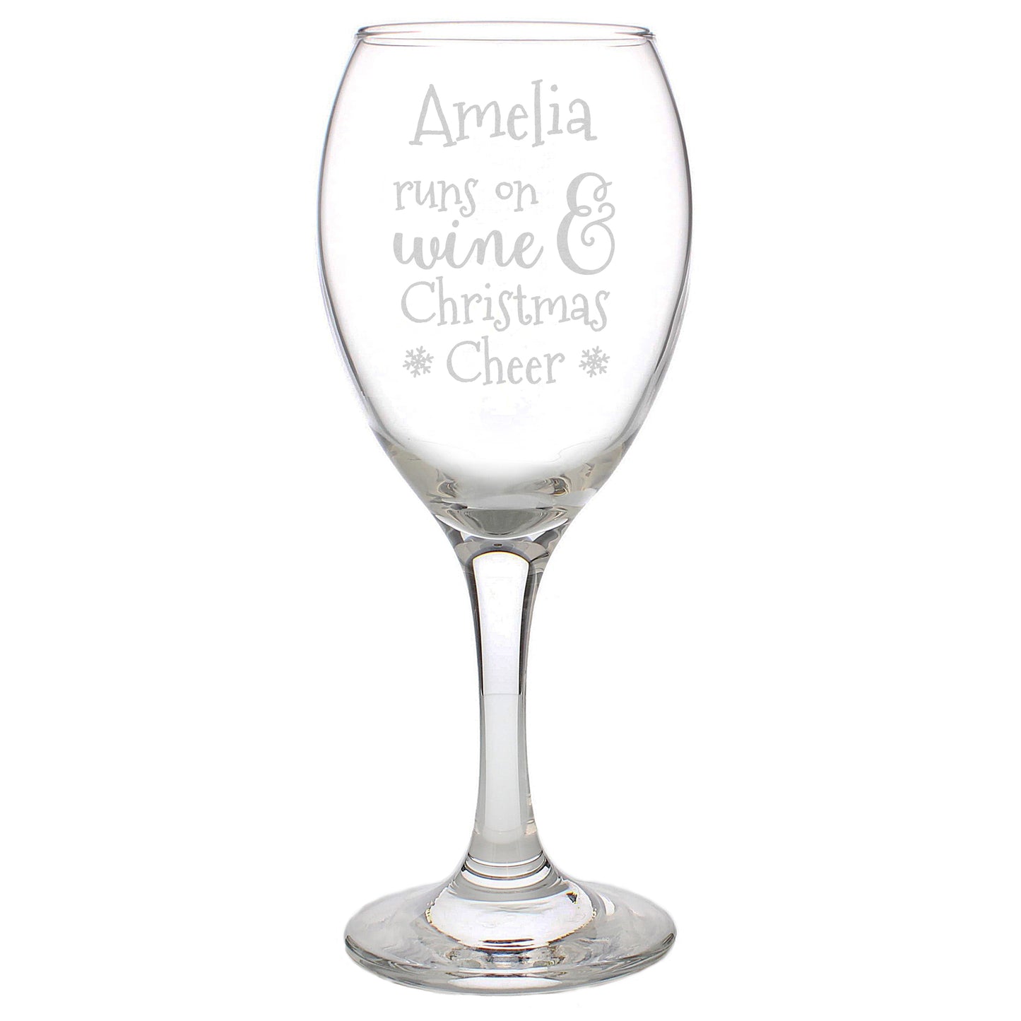 Personalised Runs On Wine & Christmas Cheer Wine Glass