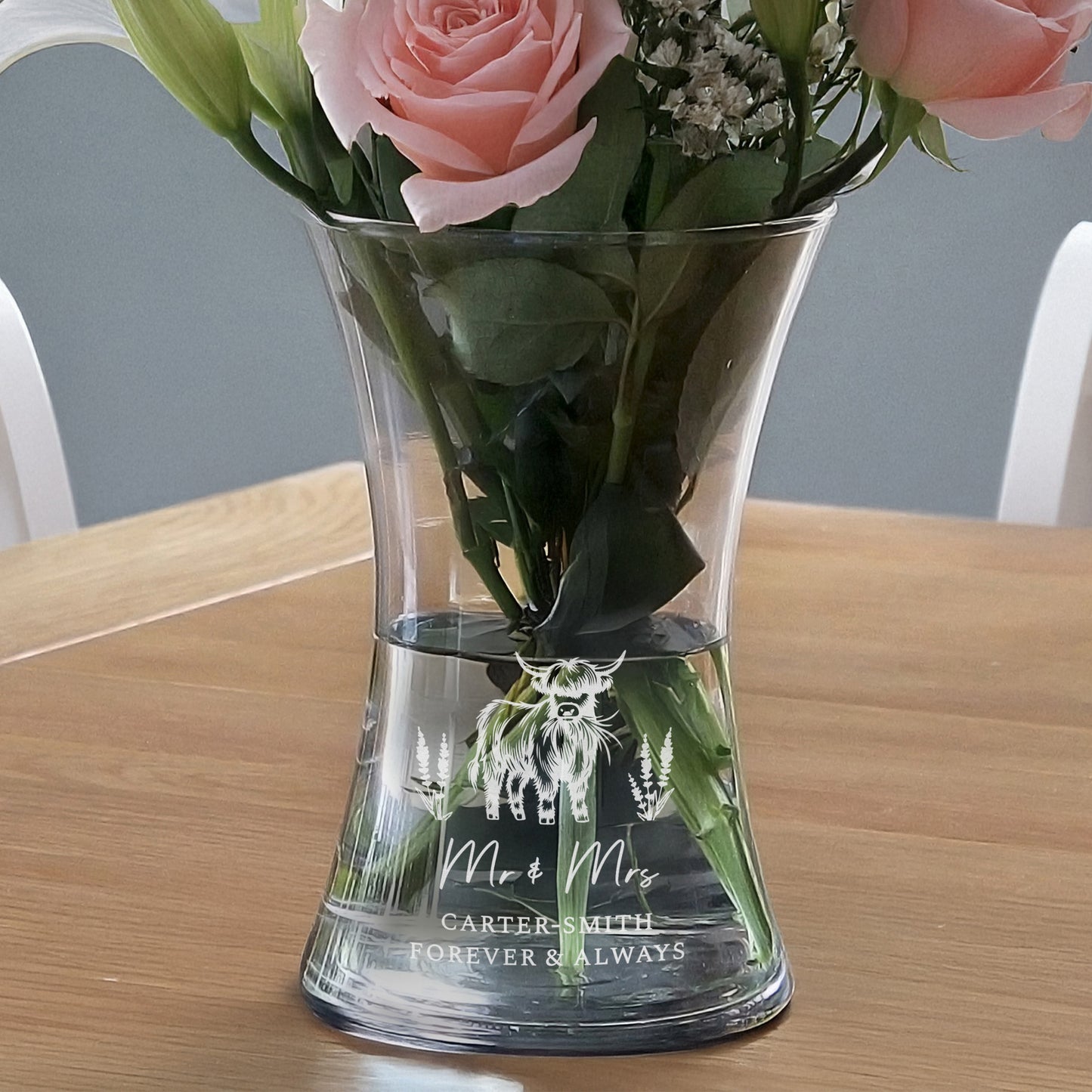 Personalised Highland Cow Waisted Vase