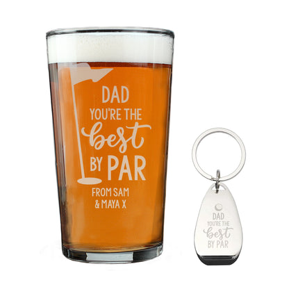Personalised By Par Pint Glass & Bottle Opener Fathers day