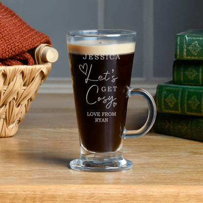 Personalised Get Cosy Latte Glass