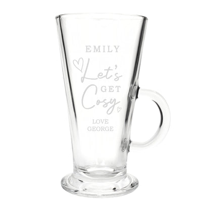 Personalised Get Cosy Latte Glass