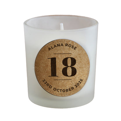 Personalised Birthday Cork Label Candle Jar