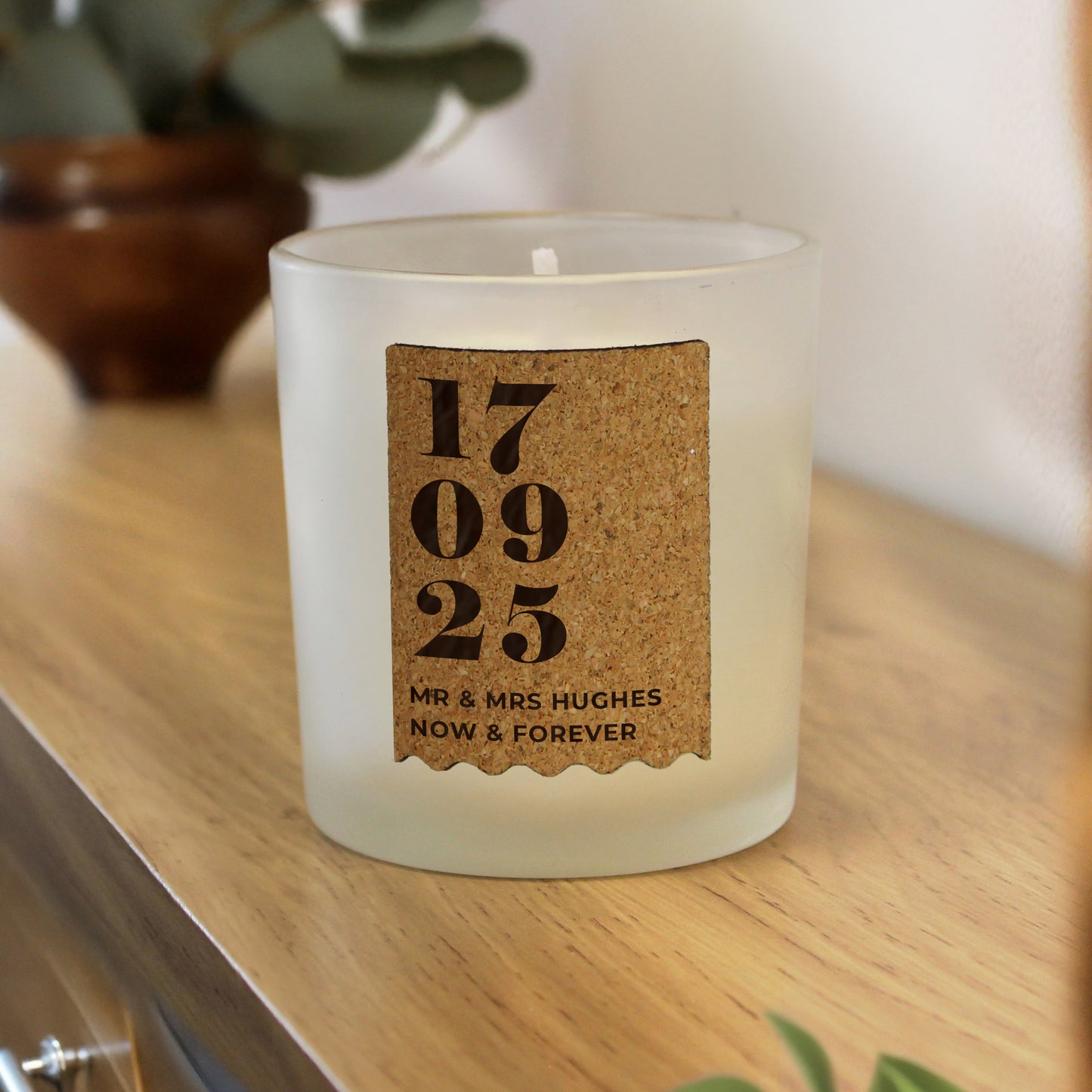 Personalised Anniversary Cork Label Candle Jar