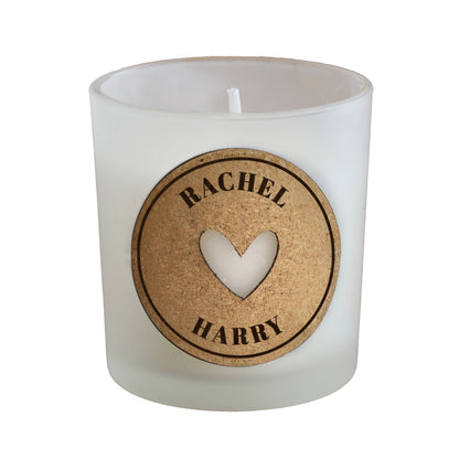 Personalised Heart Cork Label Candle Jar