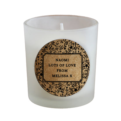 Personalised Floral Cork Label Candle Jar