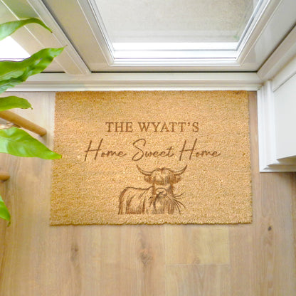 Personalised Highland Cow Doormat