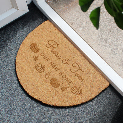 Personalised Pumpkin Half Moon Doormat