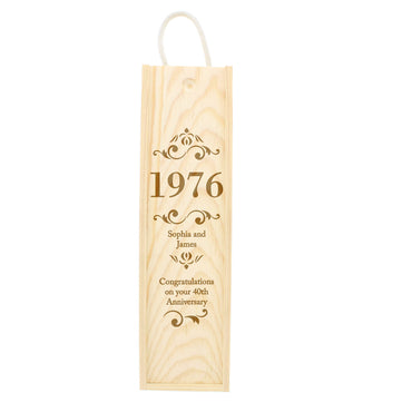 Personalised Elegant Number Wooden Wine Bottle Box