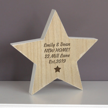 Personalised Star Motif Rustic Wooden Star Decoration