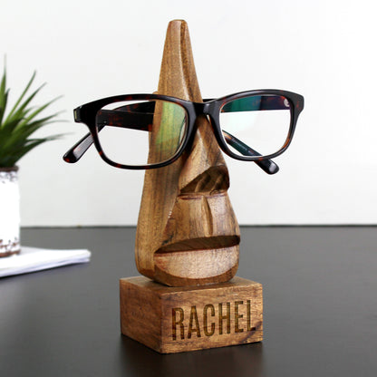 Personalised Name Only Wooden Nose-Shaped Glasses Holder