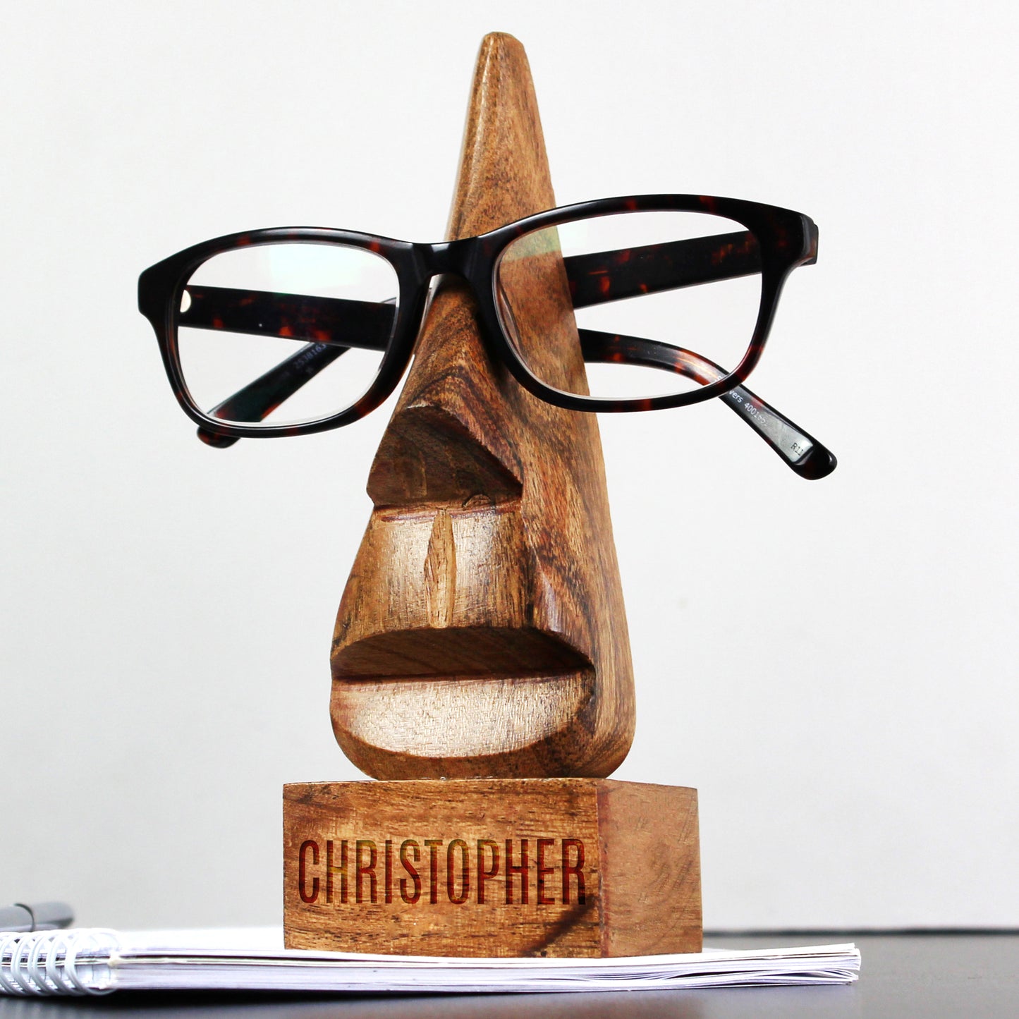 Personalised Name Only Wooden Nose-Shaped Glasses Holder