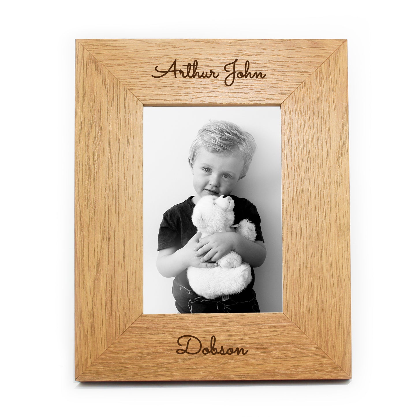 Personalised Free Text 6x4 Portrait Wooden Photo Frame
