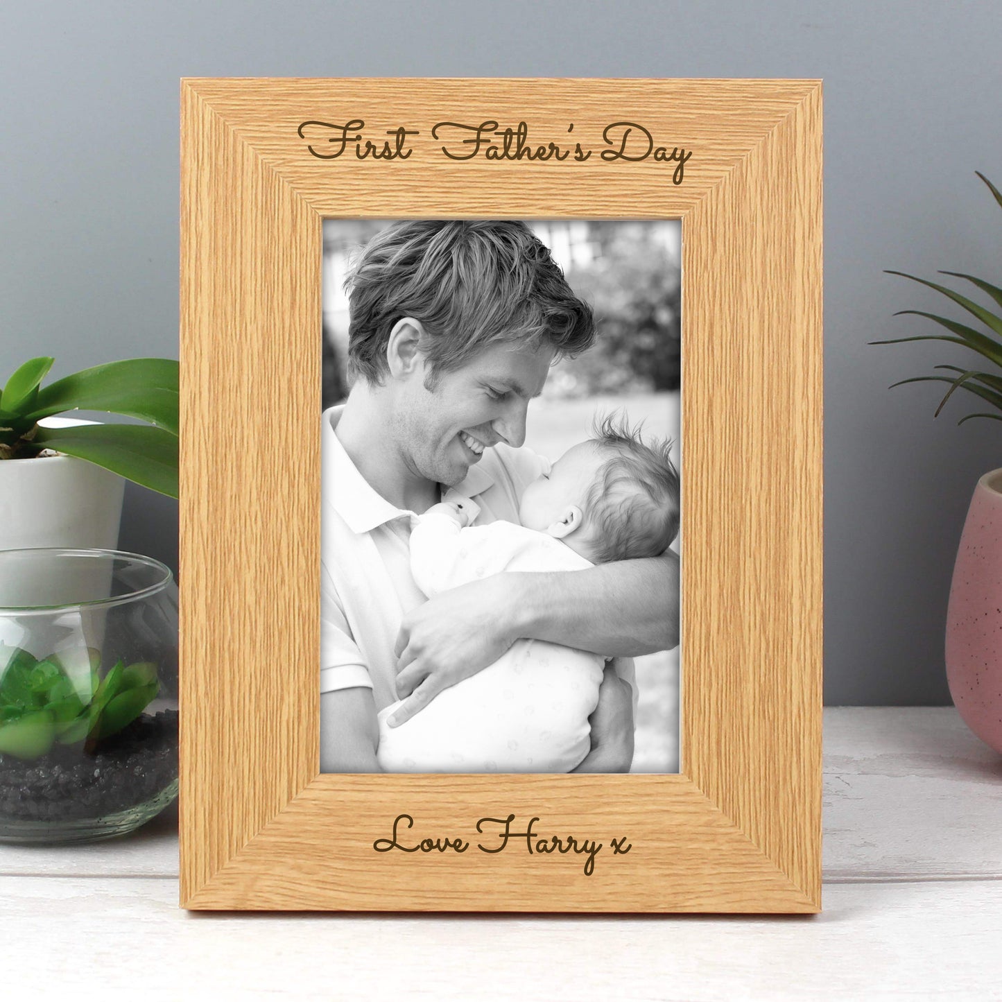 Personalised Free Text 6x4 Portrait Wooden Photo Frame