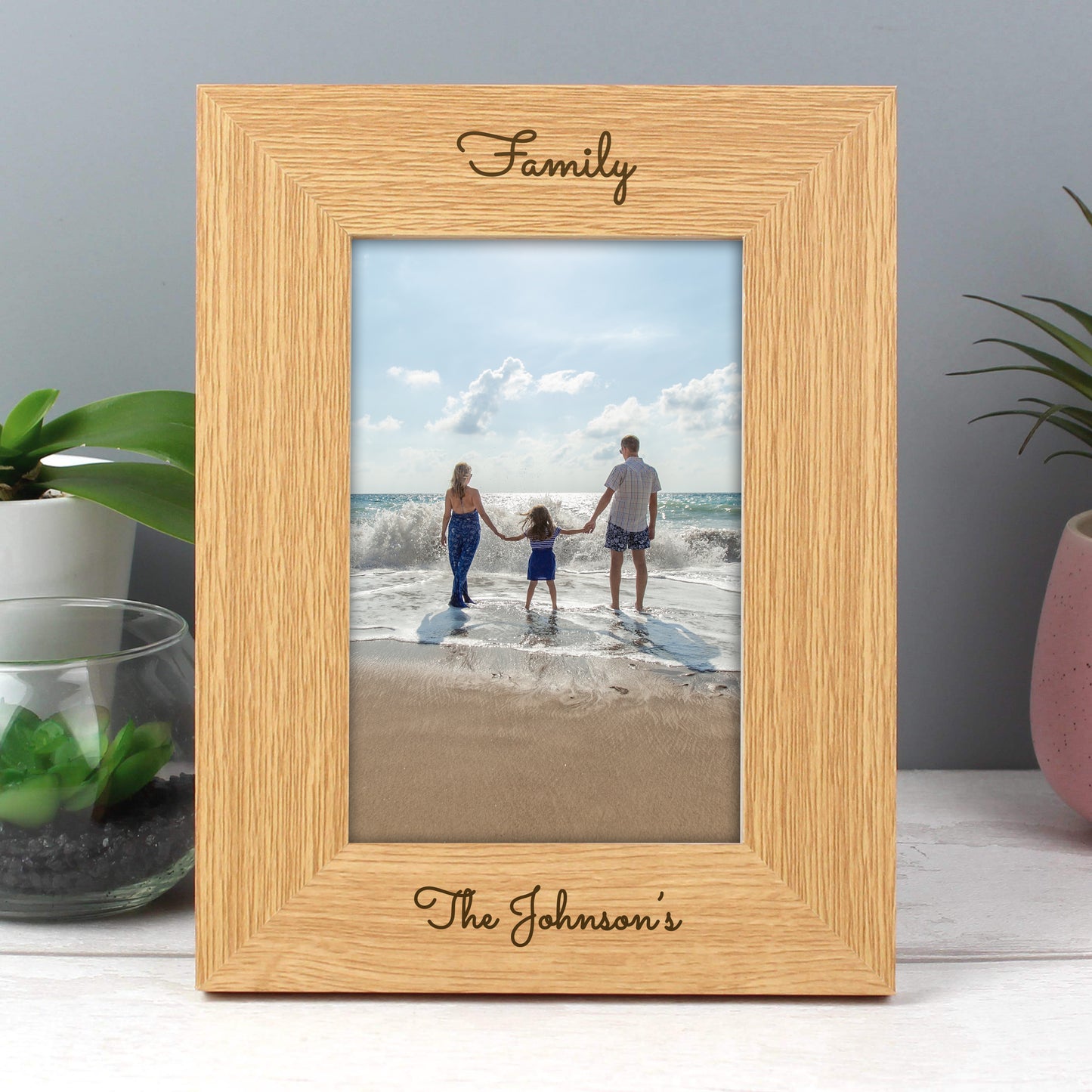 Personalised Free Text 6x4 Portrait Wooden Photo Frame