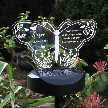 Personalised Butterfly Memorial Solar Light