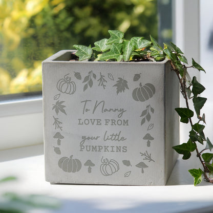 Personalised Pumpkin Concrete Plant Pot