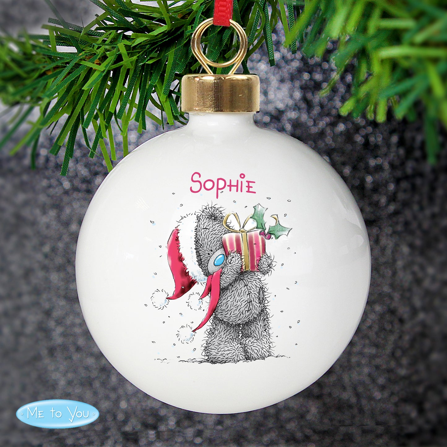 Personalised Me To You Christmas Present Bauble