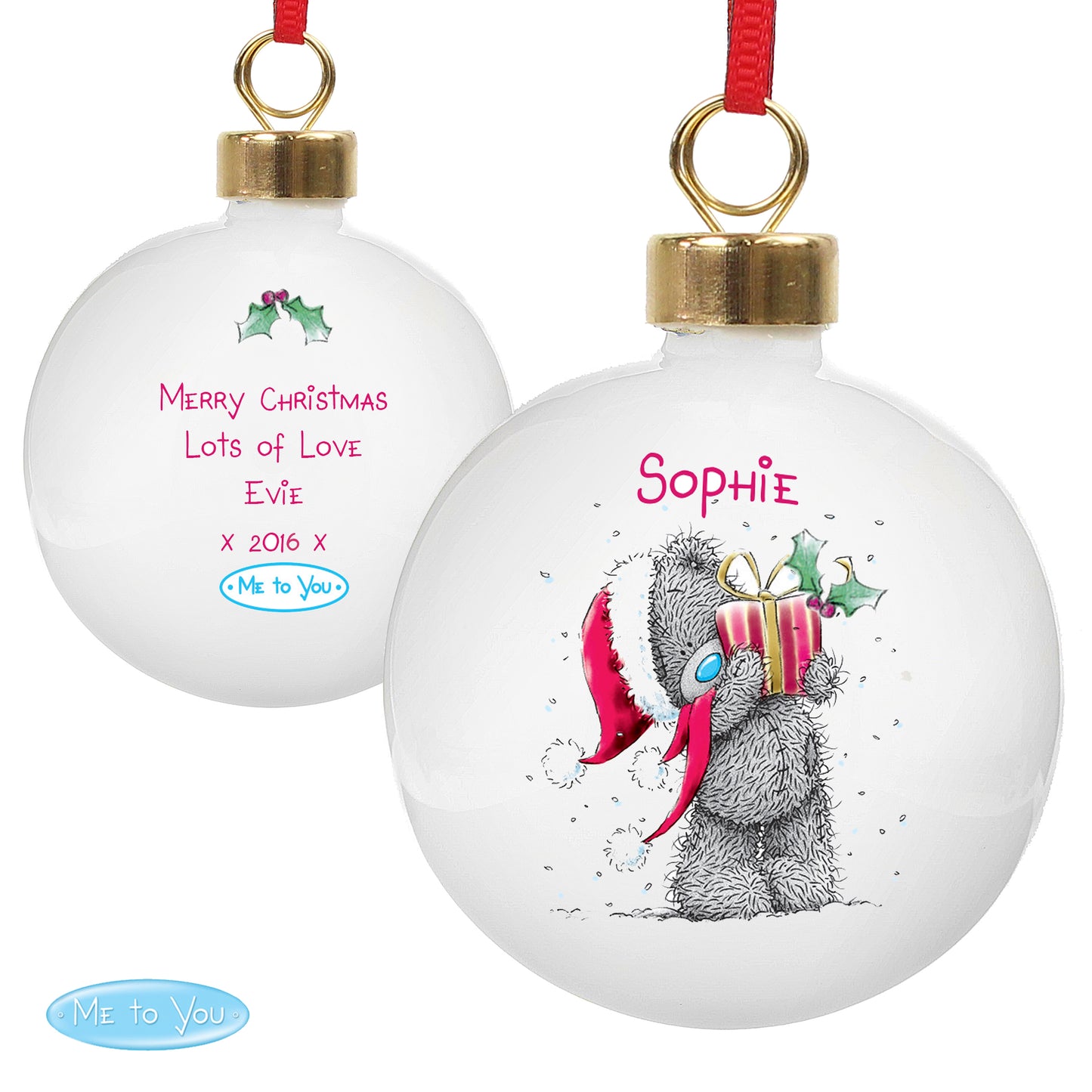 Personalised Me To You Christmas Present Bauble
