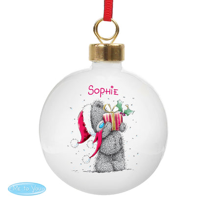 Personalised Me To You Christmas Present Bauble