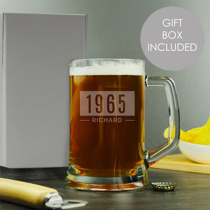 Personalised Name & Date Pint Stern Tankard