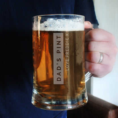 Personalised Free Text Stripe Pint Stern Tankard