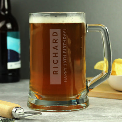 Personalised Free Text Stripe Pint Stern Tankard