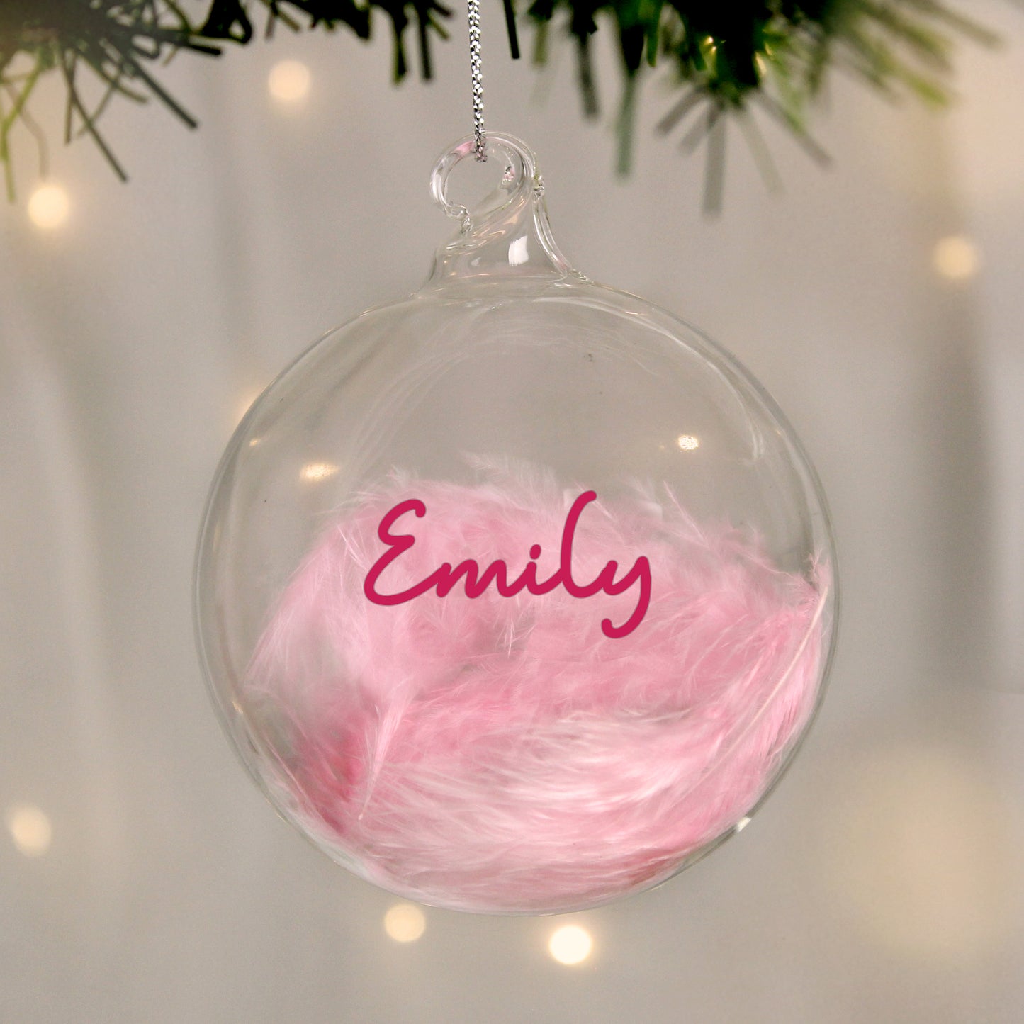 Personalised Pink Feather Bauble