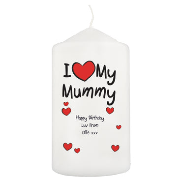 Personalised I Heart My Pillar Candle