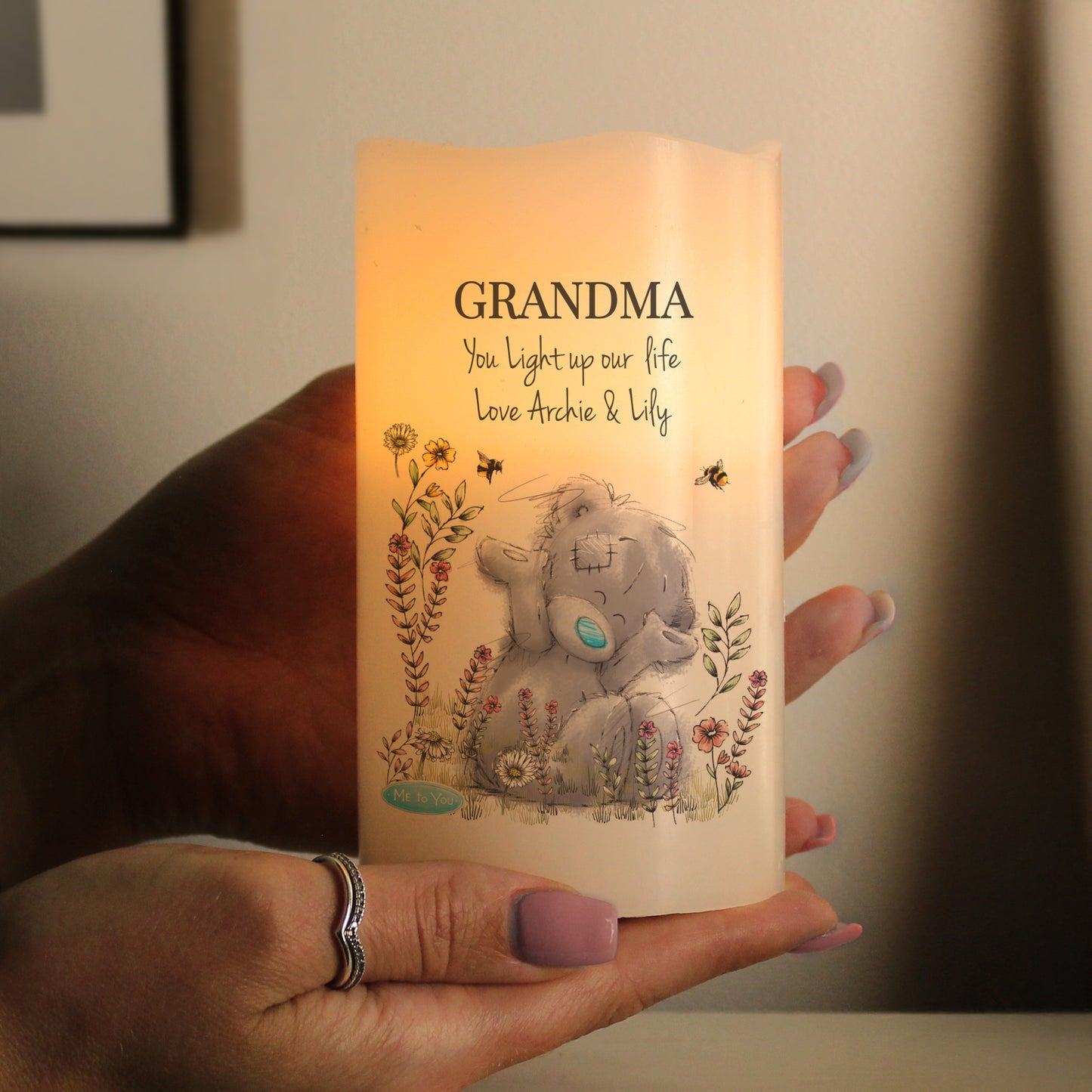 Personalised Me to You Floral LED Candle