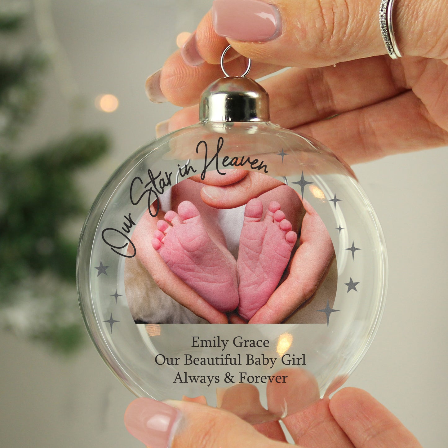Personalised Photo Upload Memorial Glass Bauble