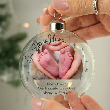 Personalised Photo Upload Memorial Glass Bauble