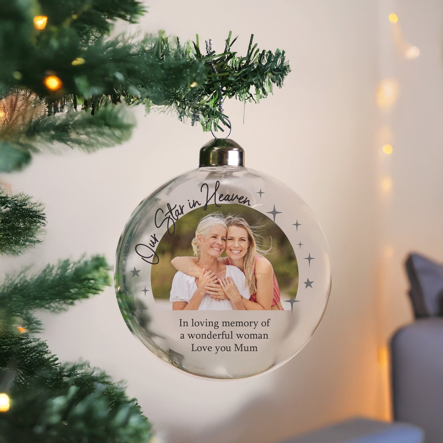 Personalised Photo Upload Memorial Glass Bauble