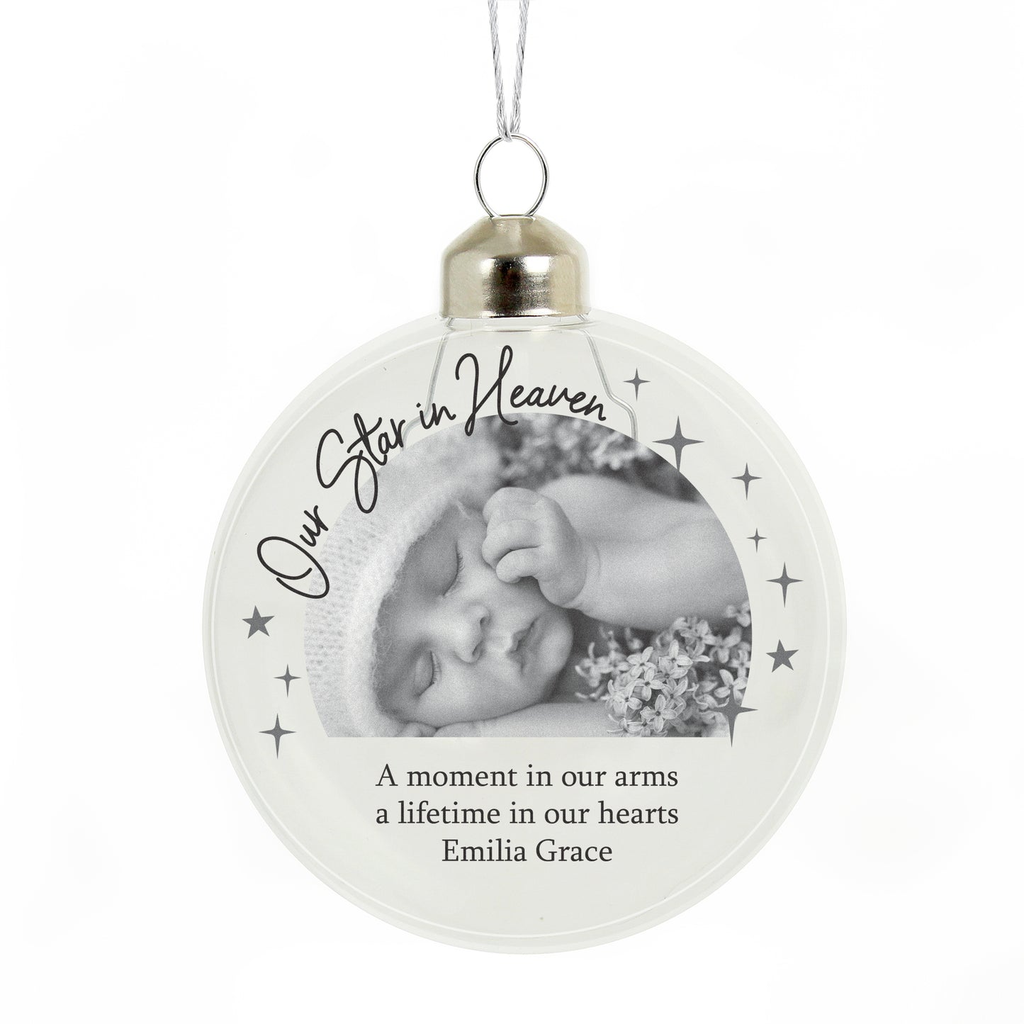 Personalised Photo Upload Memorial Glass Bauble