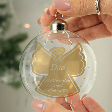Personalised Gold Angel Name Only Glass Bauble