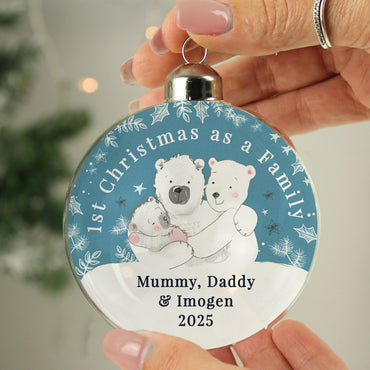 Personalised First Christmas as a Family Glass Bauble