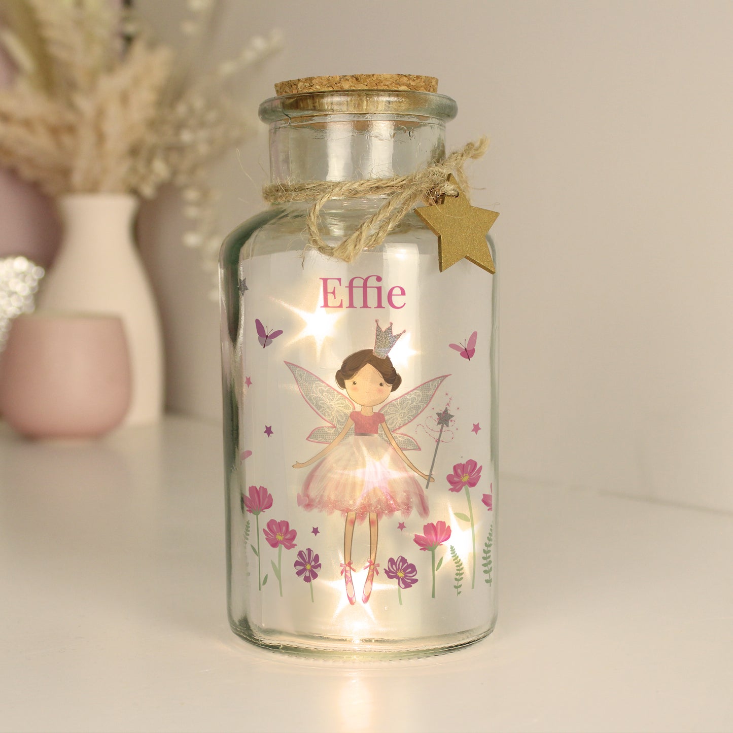 Personalised Fairy Princess LED Glass Jar