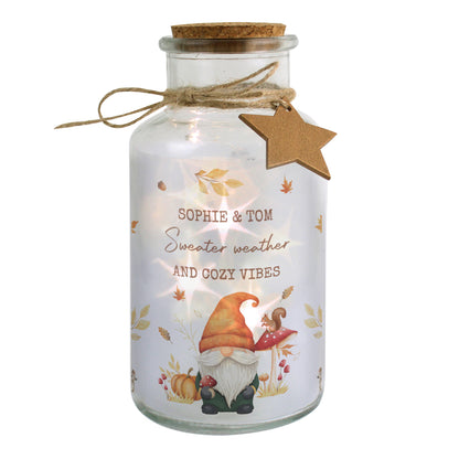 Personalised Autumn Gonk LED Light Up Jar