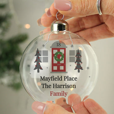 Personalised Home For Christmas Glass Bauble