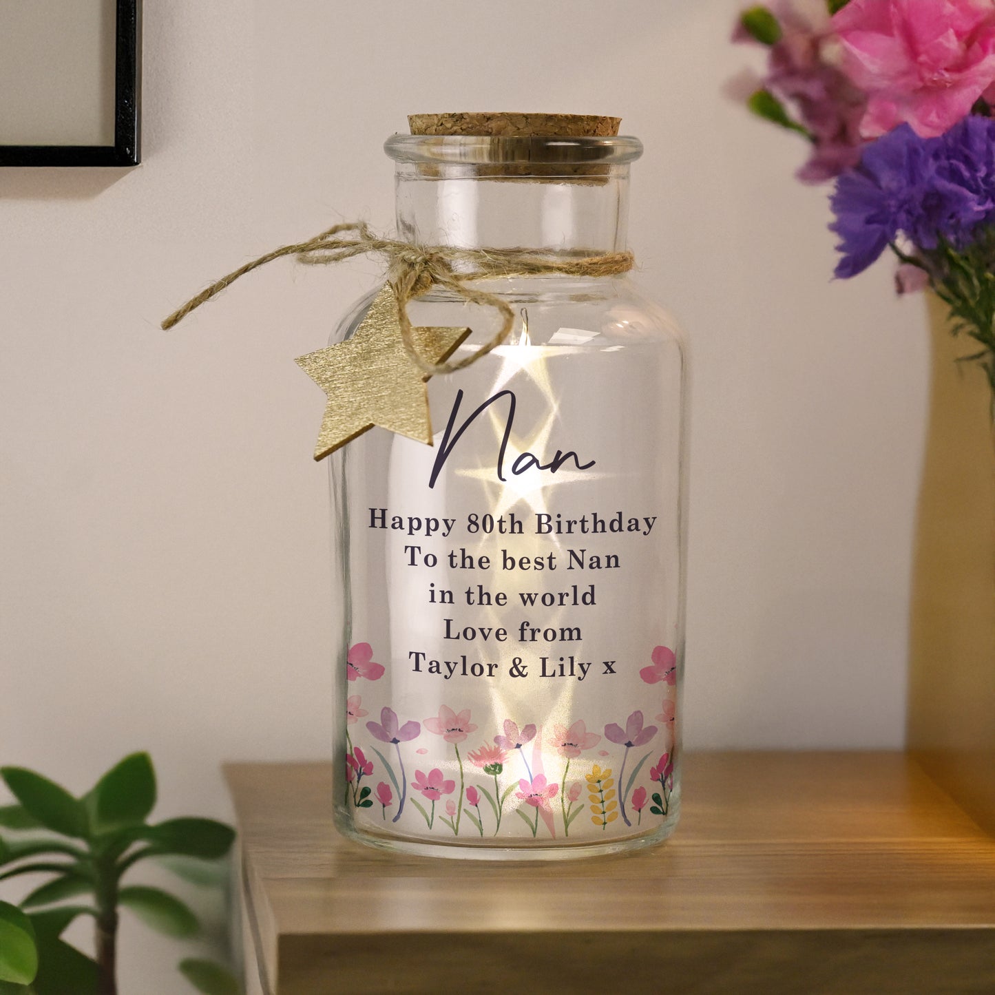 Personalised Floral LED Light Up Jar