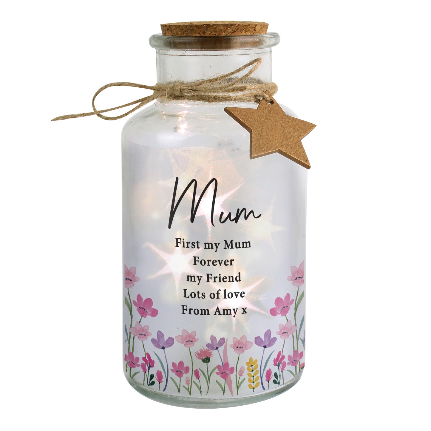 Personalised Floral LED Light Up Jar