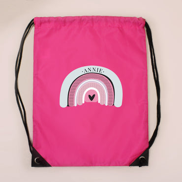 Personalised Pastel Rainbow Pink Kit Bag