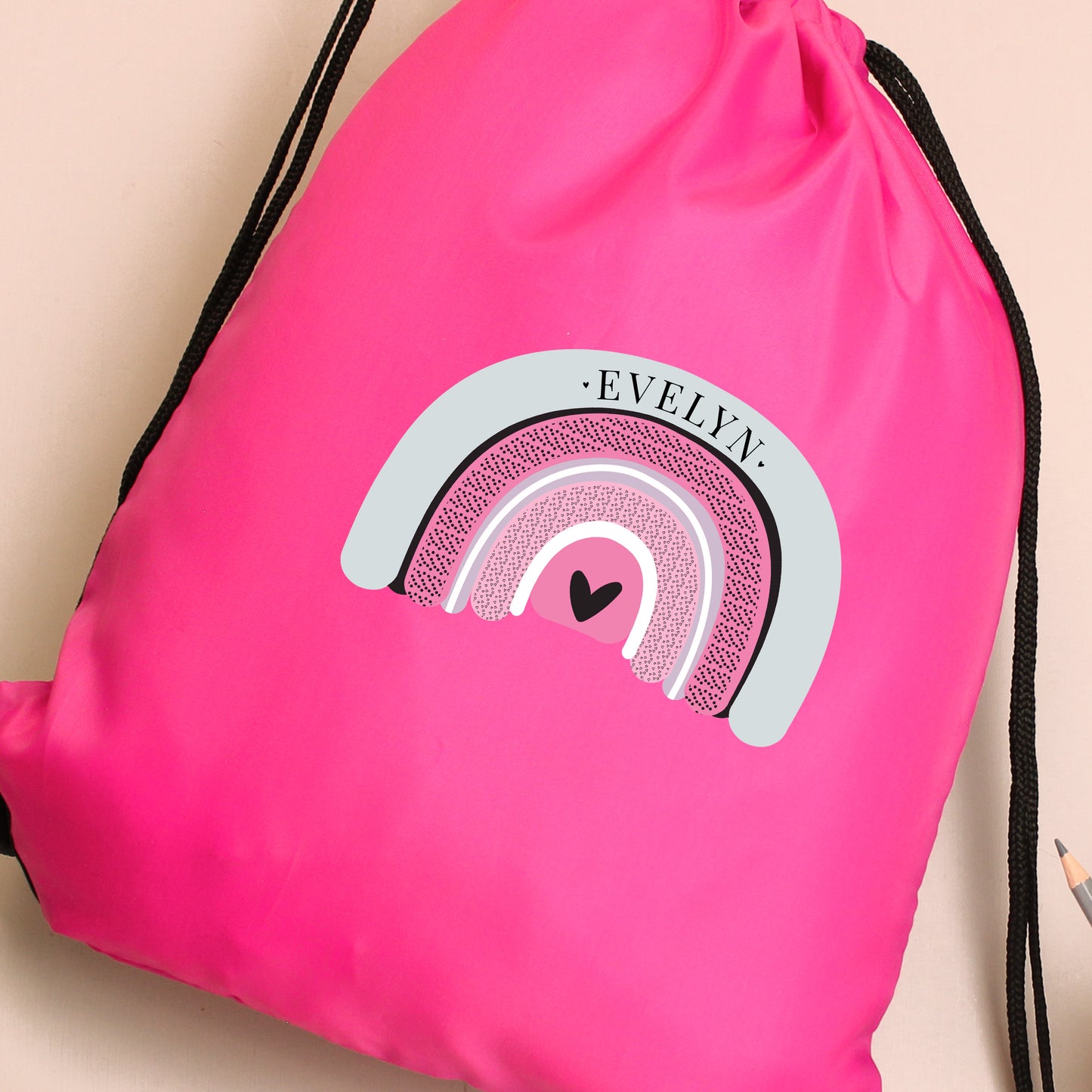 Personalised Pastel Rainbow Pink Kit Bag