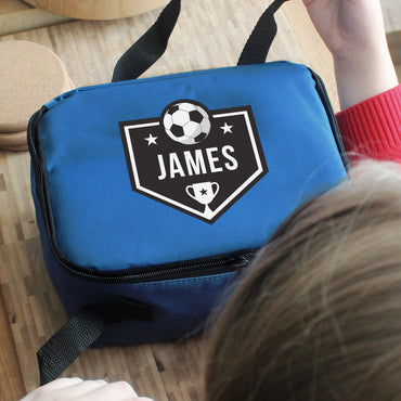 Personalised Football Blue Lunch Bag