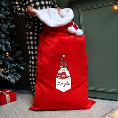 Personalised Gonk Family Red Christmas Sack - Female