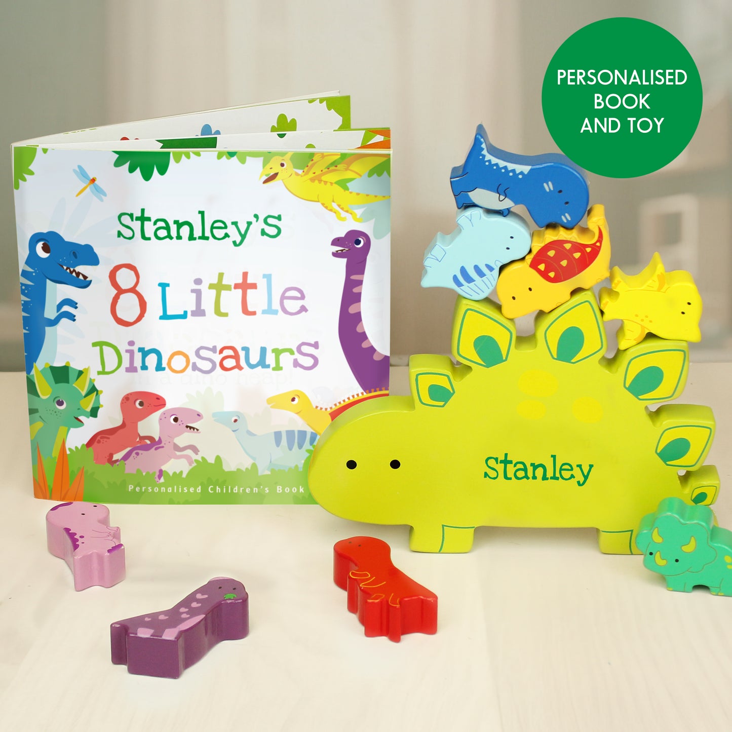 Personalised Dinosaur Book & Stacking Toy
