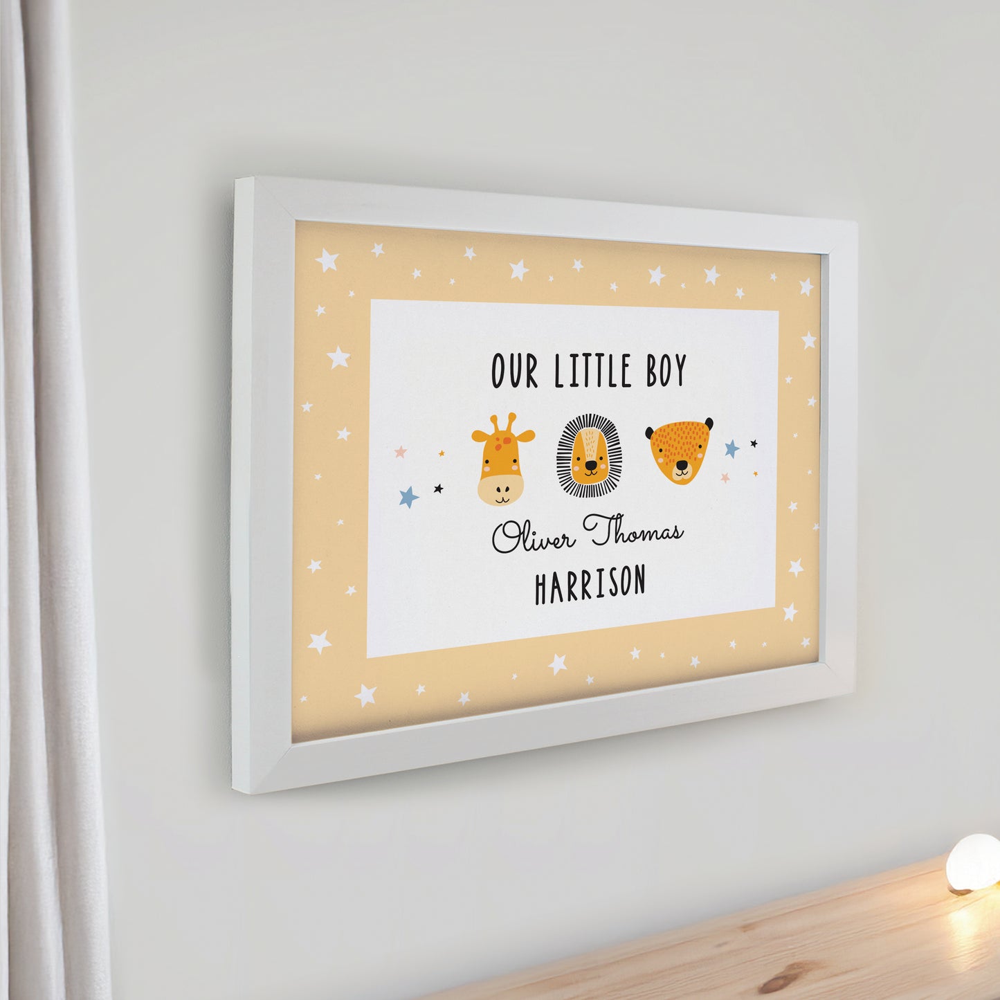 Personalised Scandi Animals White Poster Frame