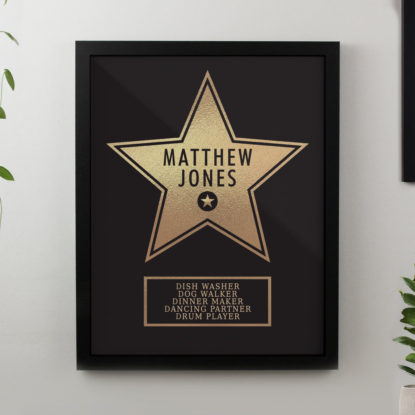 Personalised Star Award Black Poster Frame