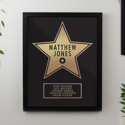 Personalised Star Award Black Poster Frame
