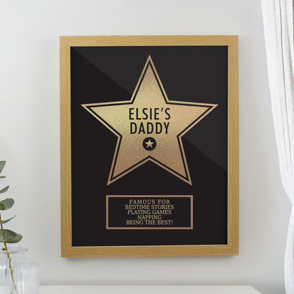 Personalised Star Award Oak Poster Frame